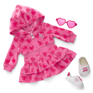 Pink Hearts Hoodie Dress for 18-inch Dolls