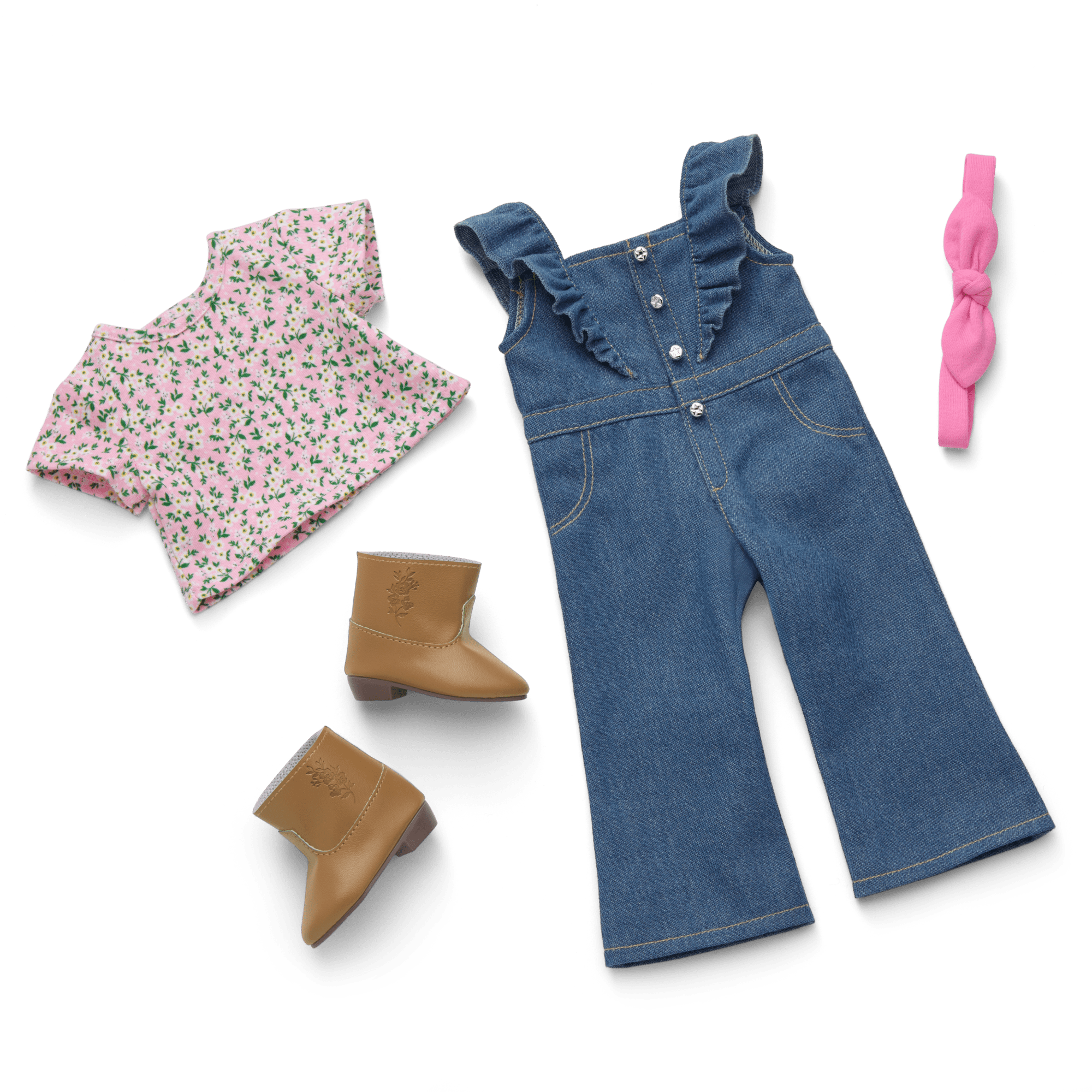Western Flowers Denim Jumpsuit for 18-inch Dolls - Image 9