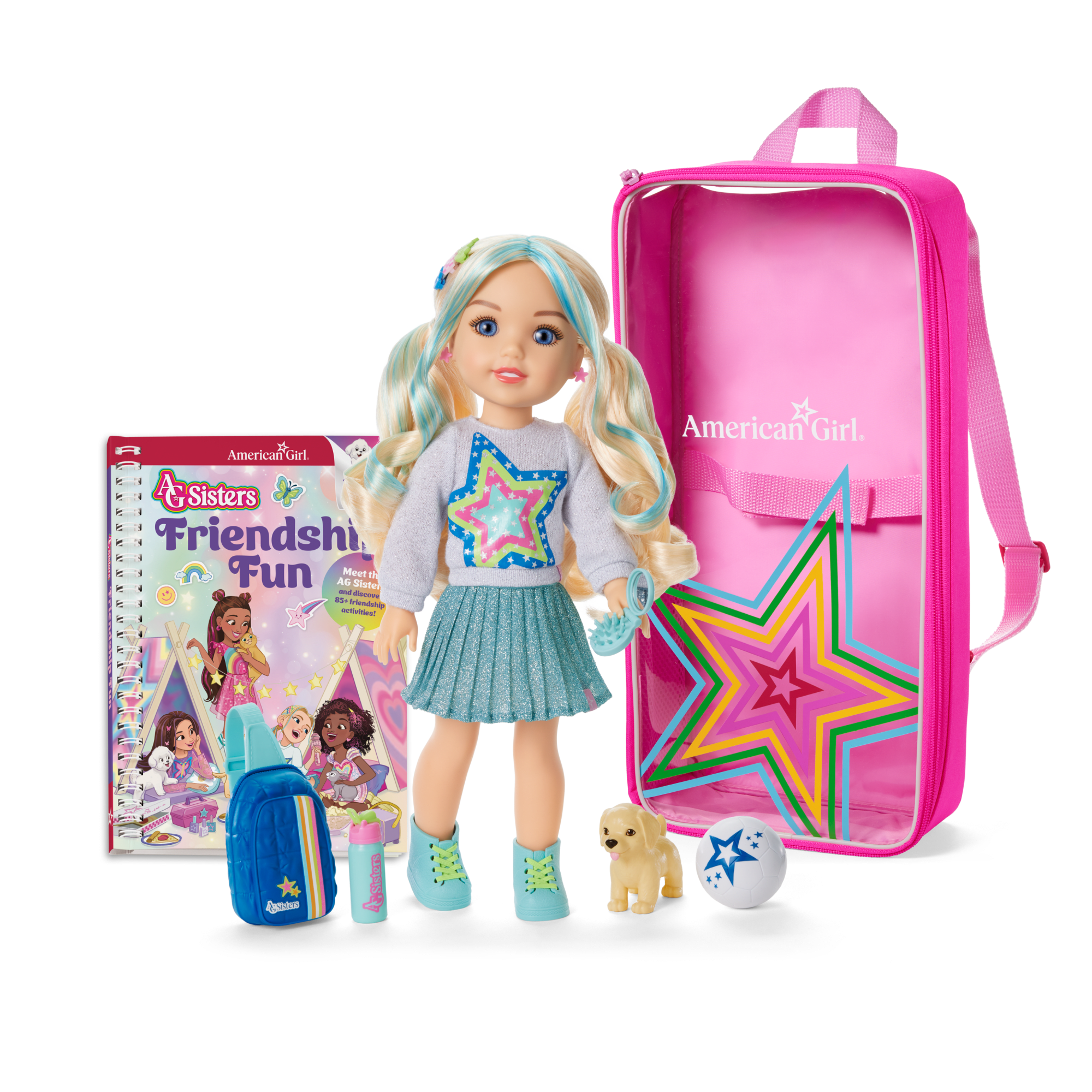 AG Sisters™ Jozette™ Doll. Book & Doll Carrier